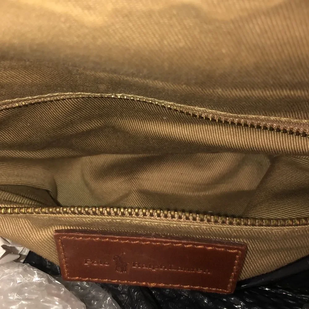 RALPH LAUREN Brown Green Top Handle Tartan Plaid Boston Duffle Travel Bag 55cm